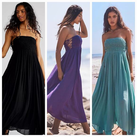 Free People Turning Up The Temperature Maxi $118 SMALL Purple LACE-UP Sides - Picture 5 of 5